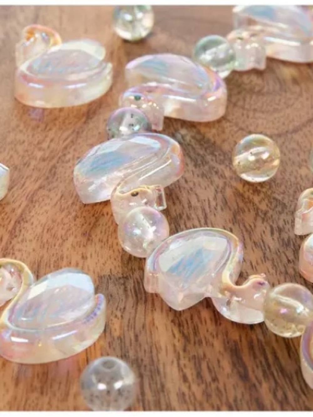 (2) Sets Glitter Swan Plated Resin Bead Strand